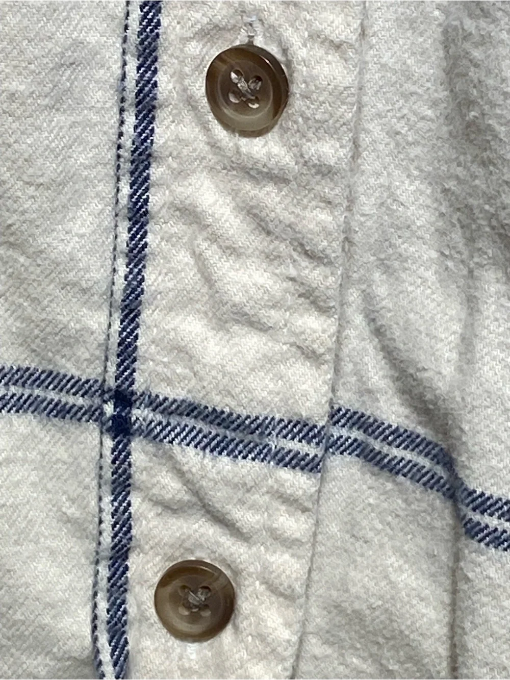 Universal Thread Cream Button-Down Shirt with Blue Windowpane